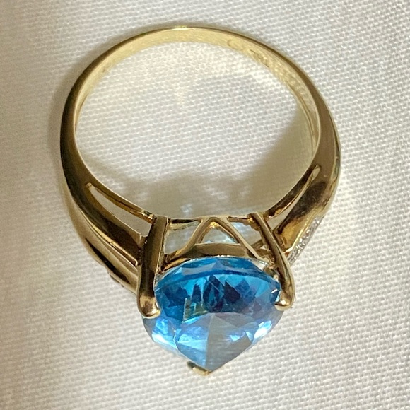 💍VNTG Samuel Aaron Blue Topaz Diamond Gold 10K THL-Size 7.25 Price is FIRM - Picture 13 of 17